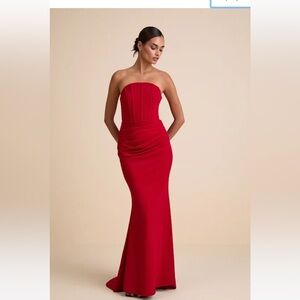 Lulus strapless red maxi dress